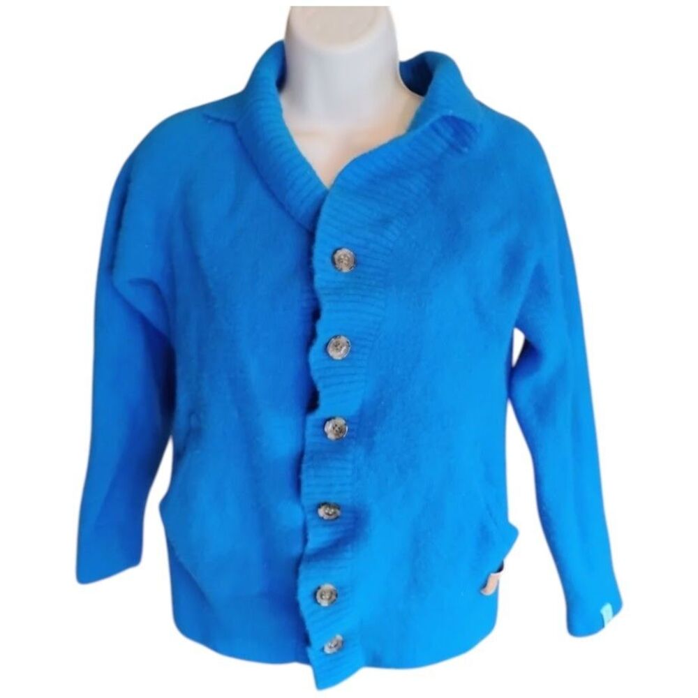 Scotch & Soda Amsterdam Blauw Blue Wool Cashmere Cardigan Women's EU XL / US L